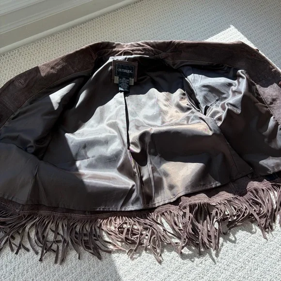 Outbrook Brown Genuine Leather Fringe Jacket - Picture 3 of 11
